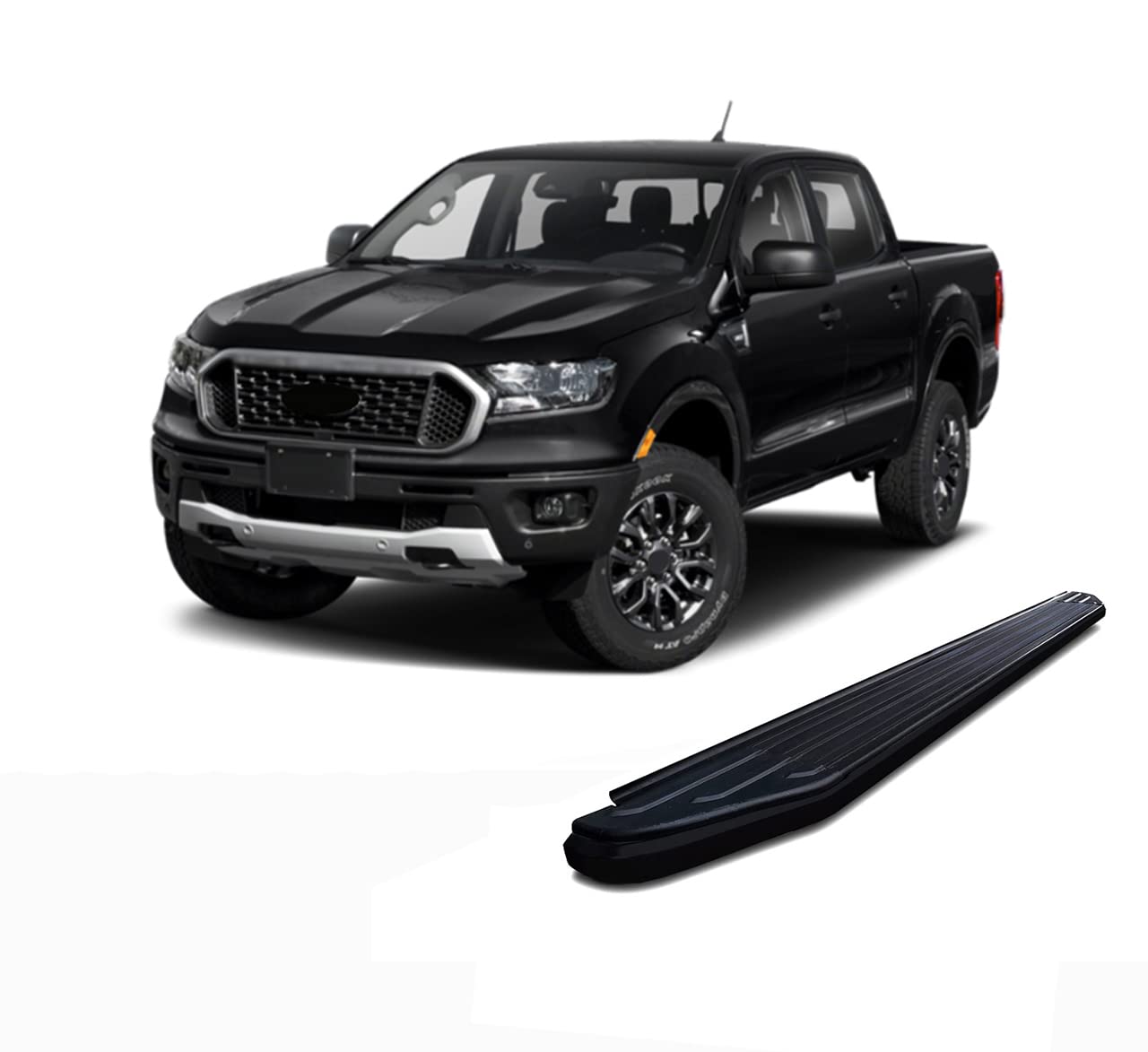 Peerless Black Horse Running Boards Black Compatible with 2019-2023 Ford Ranger-PR-F182BK