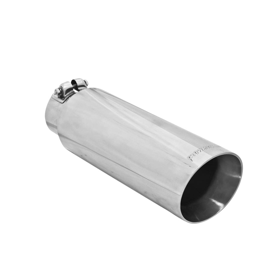 Flowmaster Exhaust Tip 15398 4 Inch Angle Cut Polished 304 Stainless Steel Fits 3 Inch Tubing Clamp on