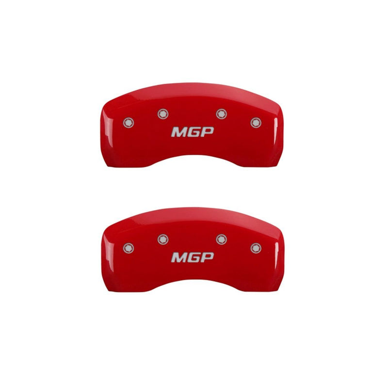 MGP Red Caliper Covers 38021SMGPRD - Engraved Front & Rear, Set of 4