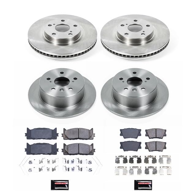 Power Stop Brake Kit For 2013-2018 Toyota Avalon, 2013-2018 Lexus ES300h ES350, 2012-2017 Toyota Camry - Autospecialty Front and Rear Replacement OE Brake Rotors and Ceramic Brake Pads, KOE6480