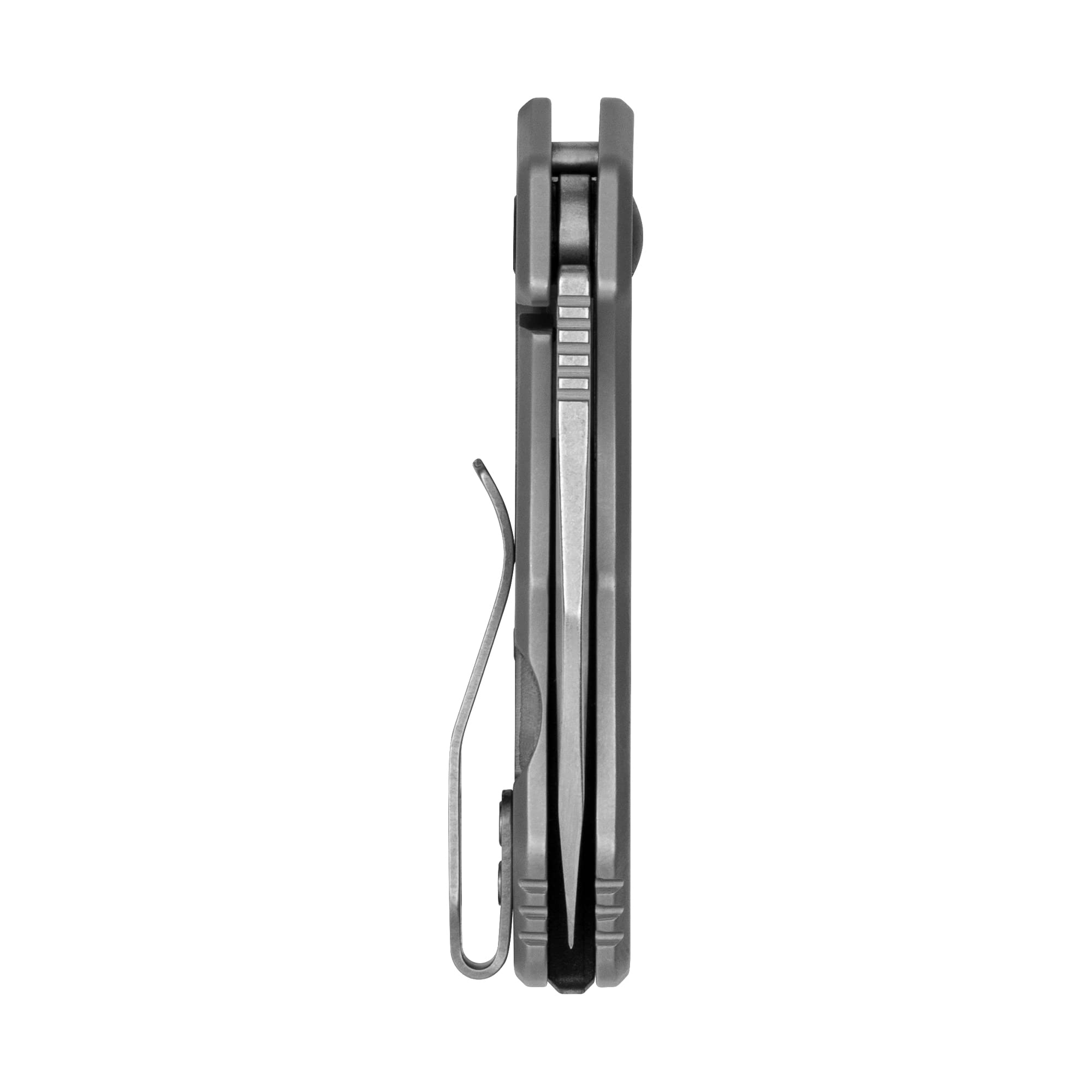 Kershaw Folding Rate Pocket Knife, Small Everyday Carry Knife with Assisted Opening, 8Cr13MoV Stainless Steel Blade, Pocketclip and Lanyard Hole,Grey