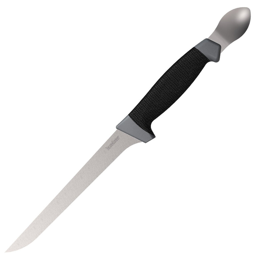 7" Kershaw Boning Knife with Spoon, Stainless Steel Blade with Protective Sheath, Fishing Fillet Knife, Two-in-One Fishing Tool for Anglers