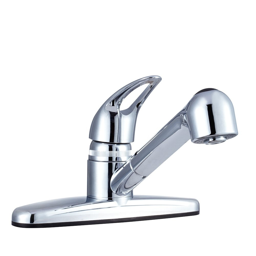 Dura Faucet RV Non-Metallic Pull-Out Kitchen Sink Faucet DF-PK100-CP - Single Handle (Chrome)