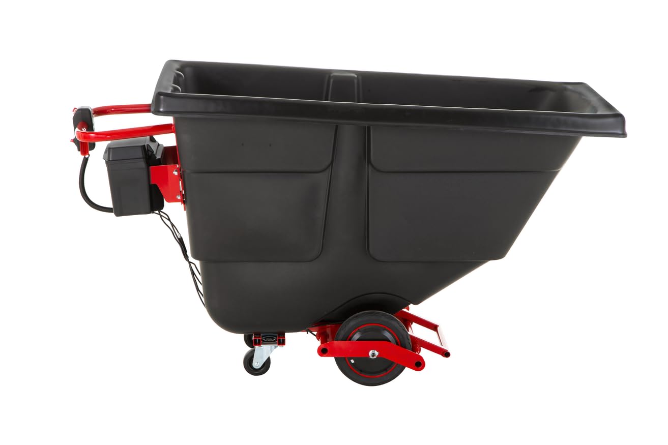 Rubbermaid Commercial Products Tilt Truck Motorized Rotomolded, 0.5 Cu. Yd. Size, Black, Motorized Truck Reduces The Effort to Transport Large Heavy Loads up to 850 Pounds
