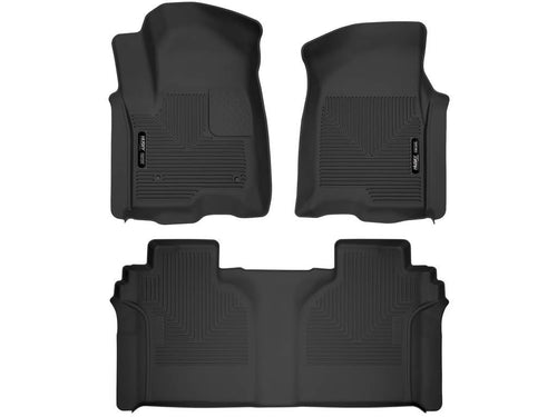 Husky Liners X-act Contour Floor Mats | 2019-2026 Chevrolet Silverado & GMC Sierra 1500 & 2020-2026 Silv./Sierra 2500/3500 Crew CAB ONLY w/underseat strg | Front & 2nd Row, 3-pc Black - 54208