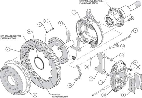 Rear P-Brk Kit,12.88" FNSL4R, Red