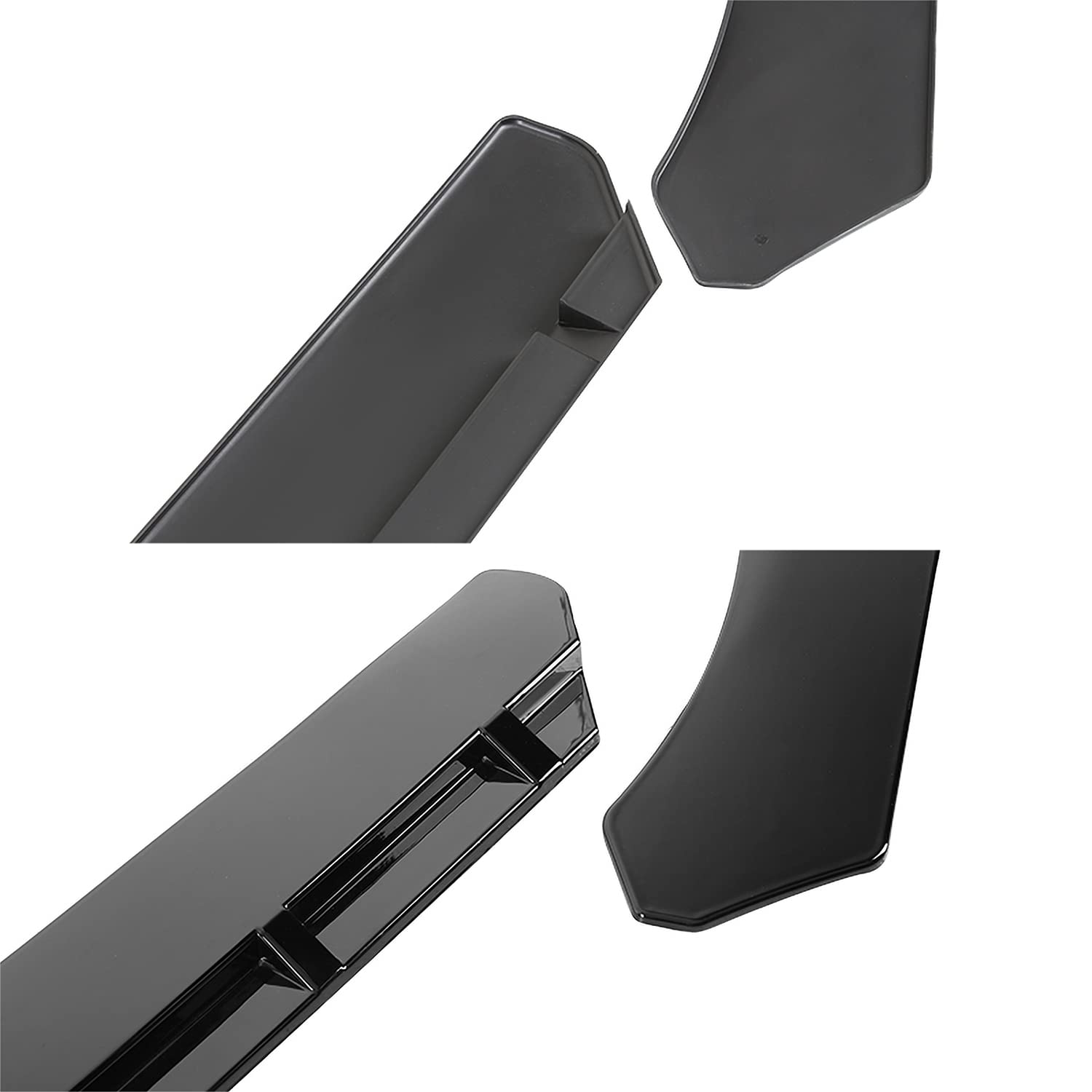 Glossy Black PP Spec-D Tuning Universal Front Bumper Lip Spoiler Splitter Body Kits 3PC