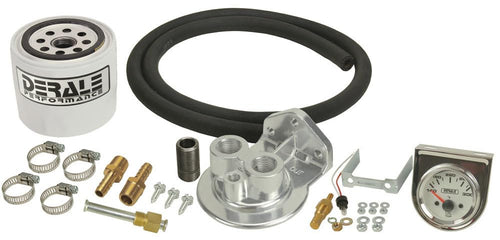 Derale single mount 13091 3/8" NPT ports up remote transmission filter kit