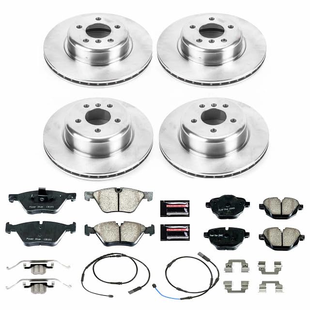 Power Stop Autospecialty KOE6033 Front and Rear Replacement Brake Kit-OE Brake Rotors & Ceramic Brake Pads and 1 Front & 1 Rear Sensor Wires For BMW 528i, BMW 528i xDrive [Model Specific]