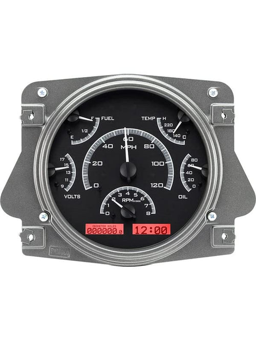 Dakota Digital VHX-66F-BRO-K-R Gauge System Analog Dash Compatible with Ford 1966-77 Bronco Black Alloy Red