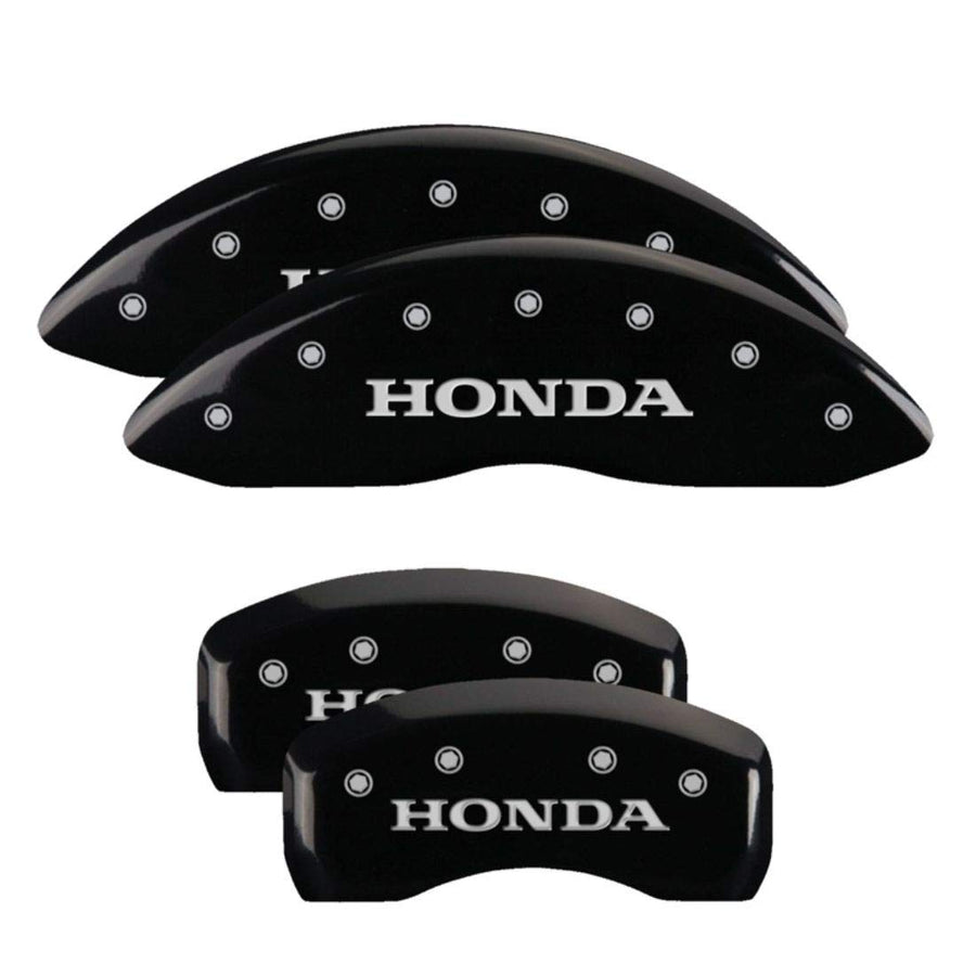 MGP Caliper Covers Black Powder Coat Finish 20201SHONBK Engraved Caliper Cover with Silver Characters, Set of 4 "Honda"