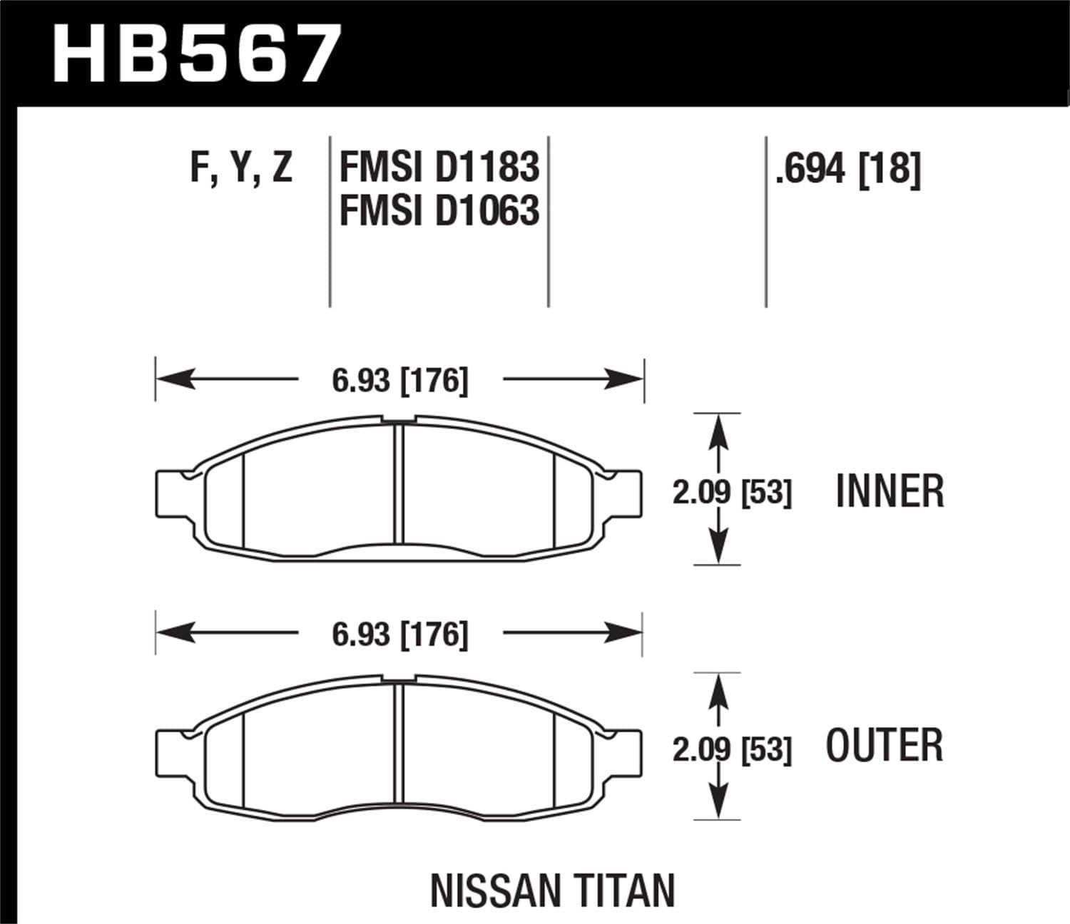 Performance Hawk HB567Z.694 Ceramic Street Brake Pads