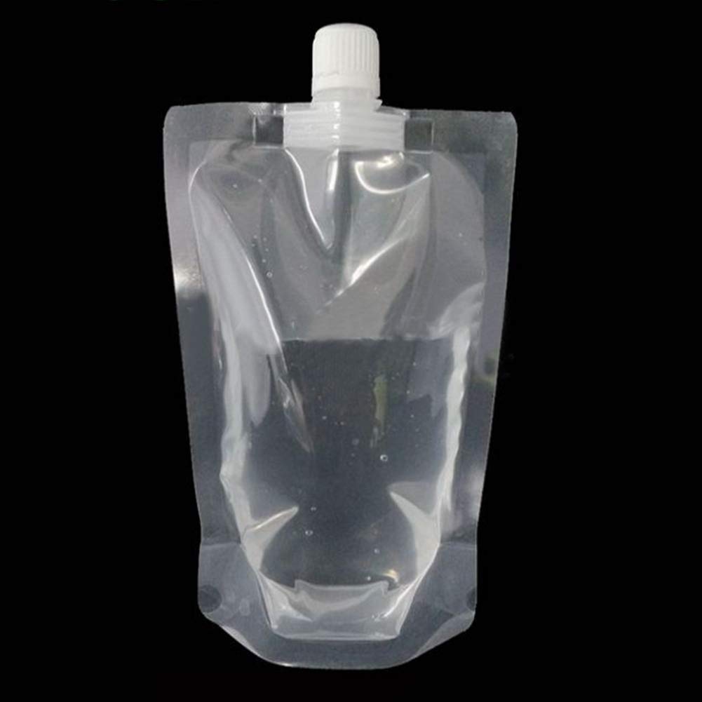 100 x armine88 Plastic Pouches for Drinks, Transparent Smoothie Bags, Juice Bags Rotating Nozzle Design for Ice Drinks