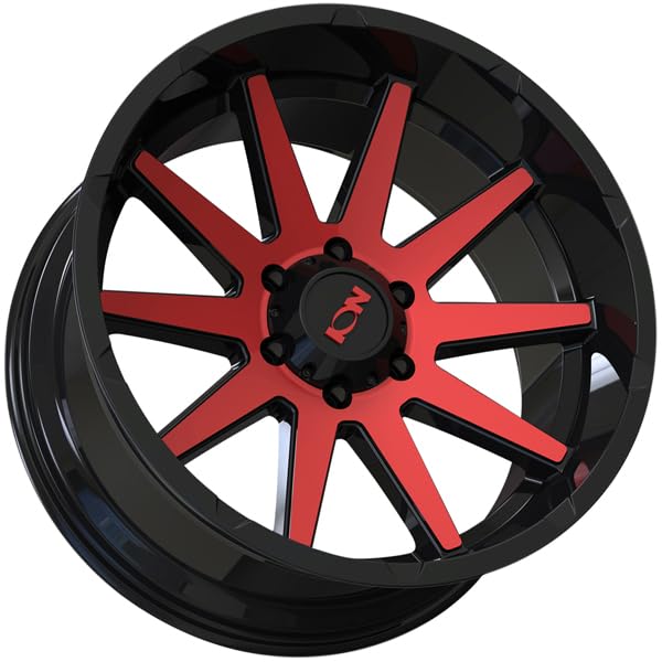 Ion Alloy 143 Wheel Gloss Black/RED MACHINED with Alloy Steel (20 x 9. inches /6 x 125 mm, 18 mm Offset)
