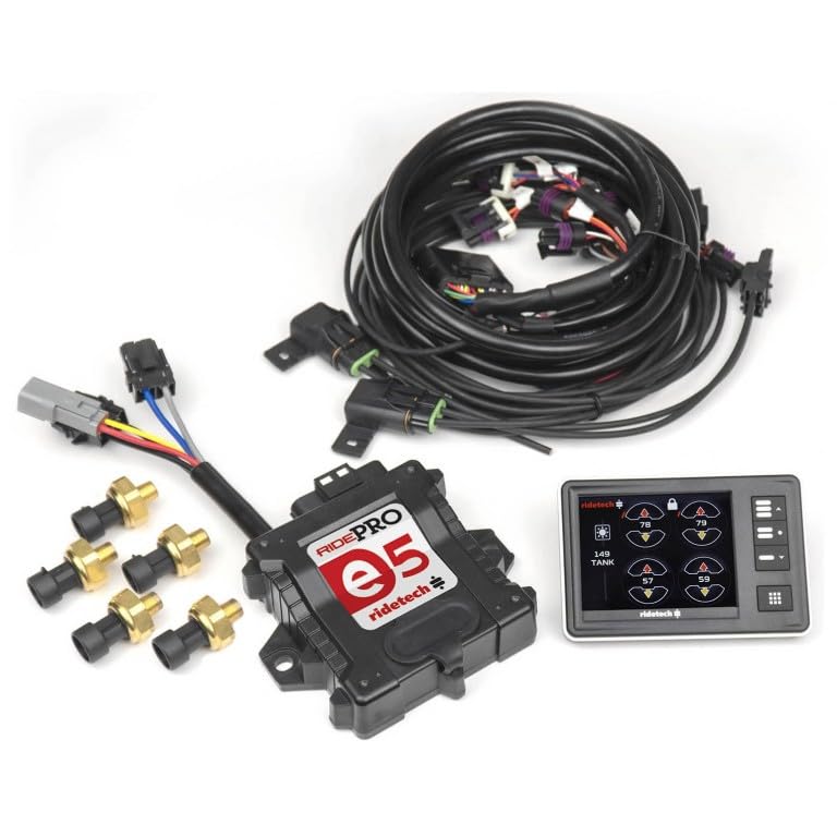 RidePro E5 Air Ride Suspension Universal Control/Management System | 5 Gallon Tank | Dual Compressor Kit | Valves 1/4 inch