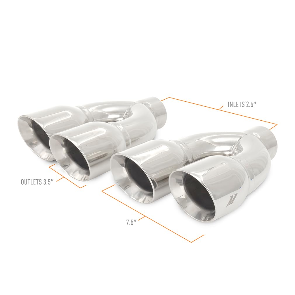 Dual-Y Mishimoto Exhaust Tips, 2.5" Inlet, 3.5" Outlet