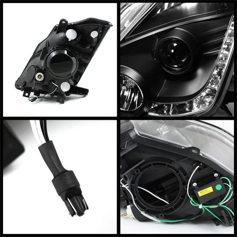 Nissan 350Z 03-05 Spyder 5064738 Projector Headlights - Halogen Model Only (Not Compatible With Xenon/HID Model) - DRL - Black - High H1 (Included) - Low H7 (Included)