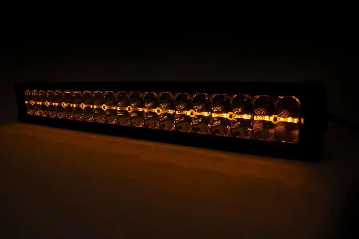20" Rough Country Dual Row LED Light Bar with Amber DRL - Chrome Series 200W, 18000 Lumens, Combo Spot Flood Beam for Off-Road