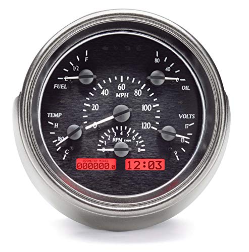 Dakota Digital VHX-51F-K-R Dash Gauge System Compatible with 1951 Ford Car Black Alloy Red Backlighting