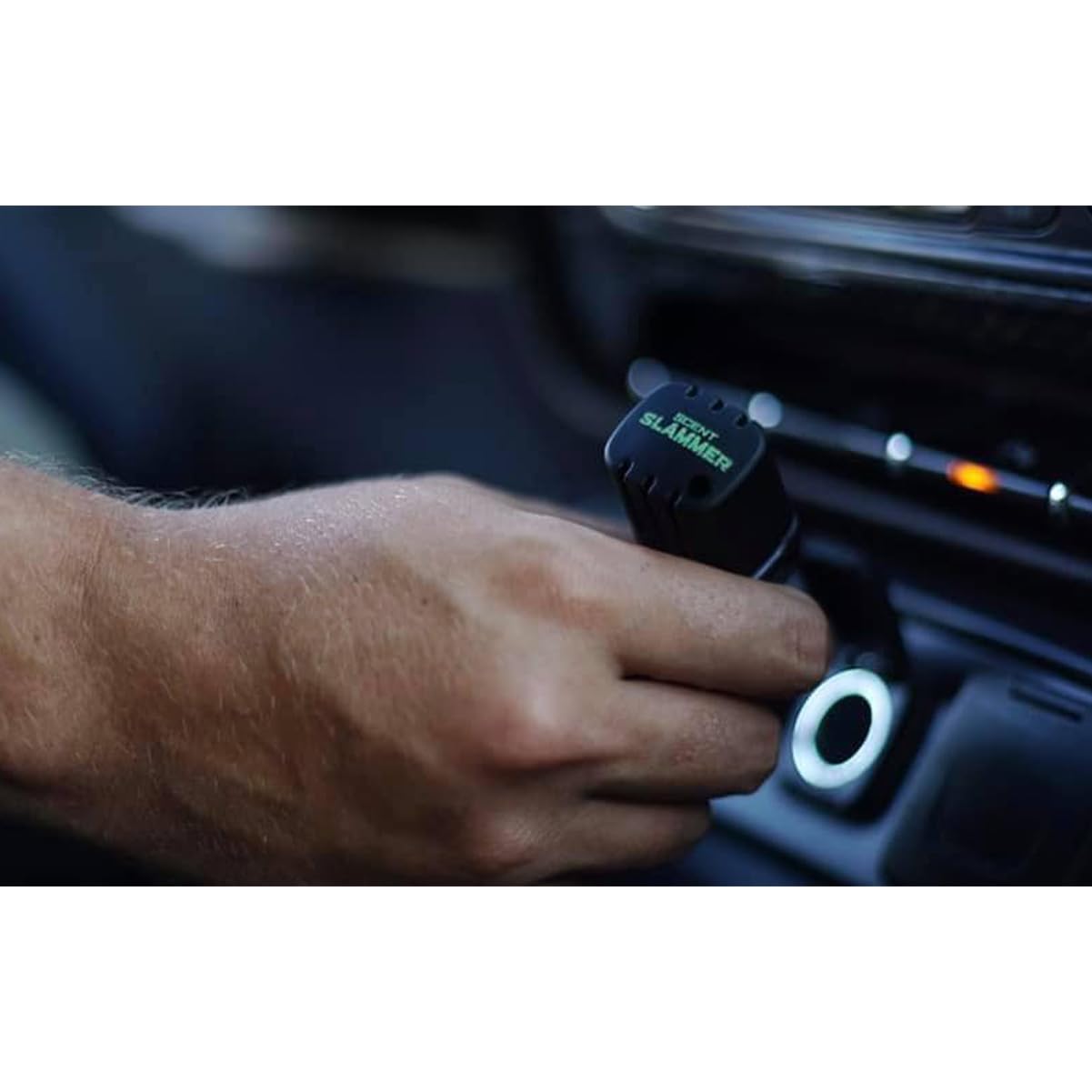 HME Car Air Purifier Scent Slammer with Dual USB Ports | Effective Compact Portable DC Vehicle Dual Ozone Air Cleaner from Smell, Dust & Smoke