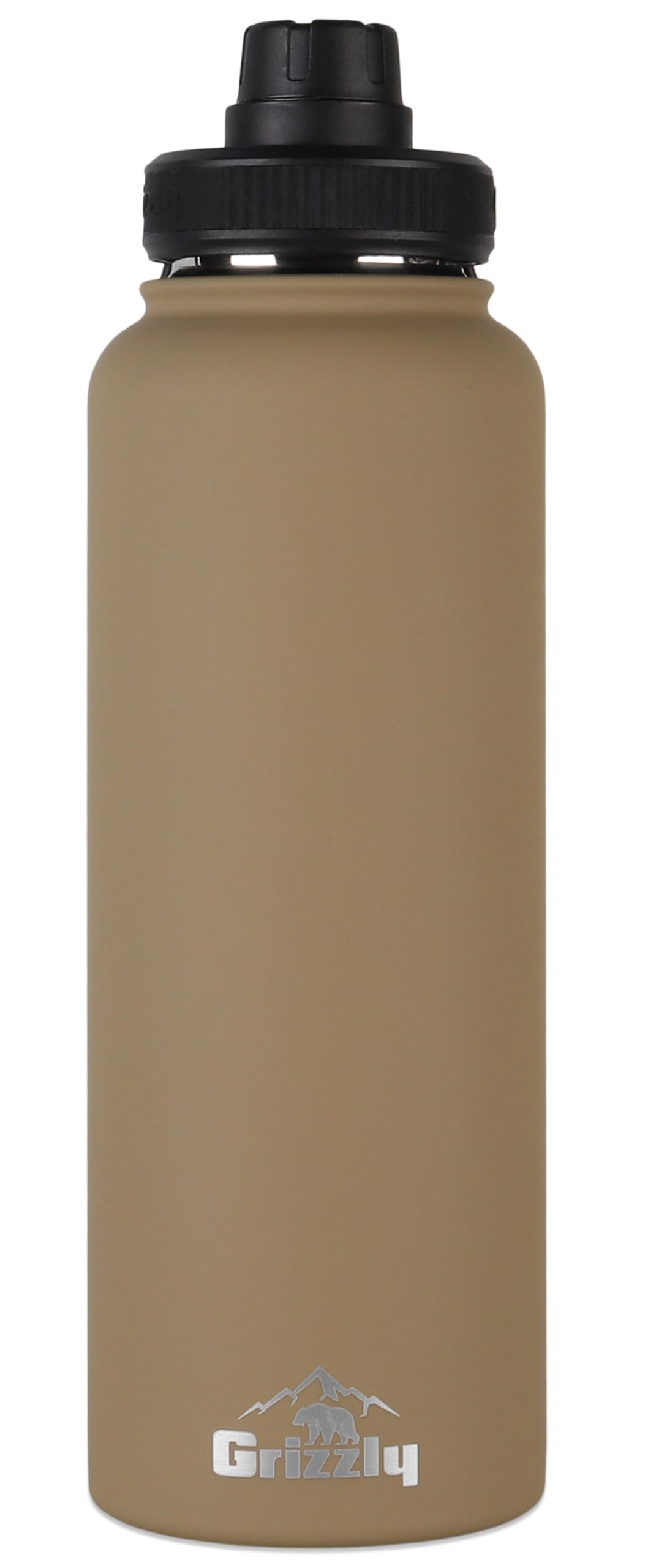 40oz Grizzly Water Bottle | Vacuum Insulated | Leak Resistant Lid | Stainless Steel | For Gym Hiking Beach Sports Camping | Desert Sand