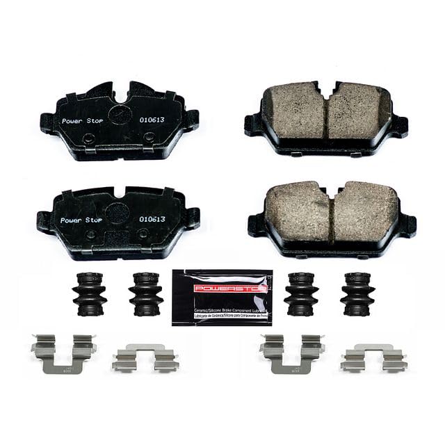 Power Stop Z23-1554 Z23 Evolution Sport Rear Carbon Fiber Infused Ceramic Brake Pads with Hardware For Mini Cooper Countryman 2011-2016, Mini Cooper Paceman 2013-2016 [Model Specific]