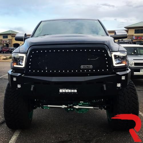 RECON - Projector Headlights Fits 09-23 RAM 1500 Classic Body & 10-18 RAM 2500/3500 Ultra Bright White OLED Halos & DRL in Smoked Lens