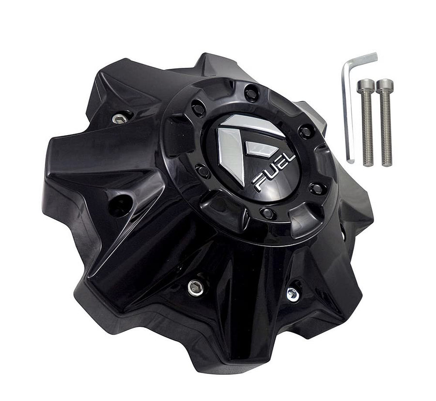 Gloss Black Fuel Off-Roads Wheel Center Hub Cap Chrome 8-1/2"OD Bolt-On