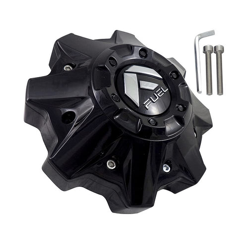 Gloss Black Fuel Off-Roads Wheel Center Hub Cap Chrome 8-1/2"OD Bolt-On