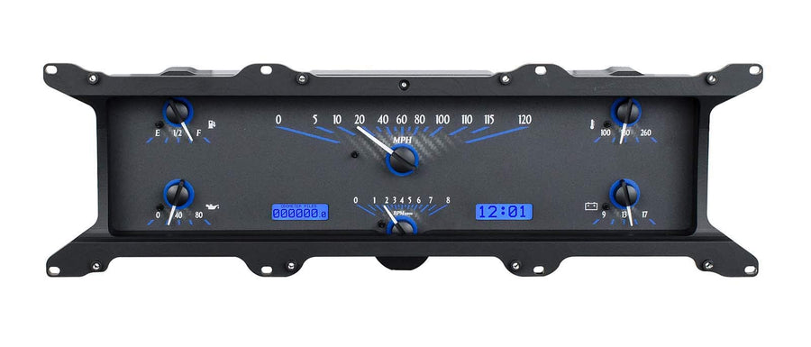 VHX-67F-PU-C-B Dakota Digital Compatible with 1967-72 Ford Pickup Truck VHX Analog Gauge System with Carbon Fiber Style and Blue Backlighting