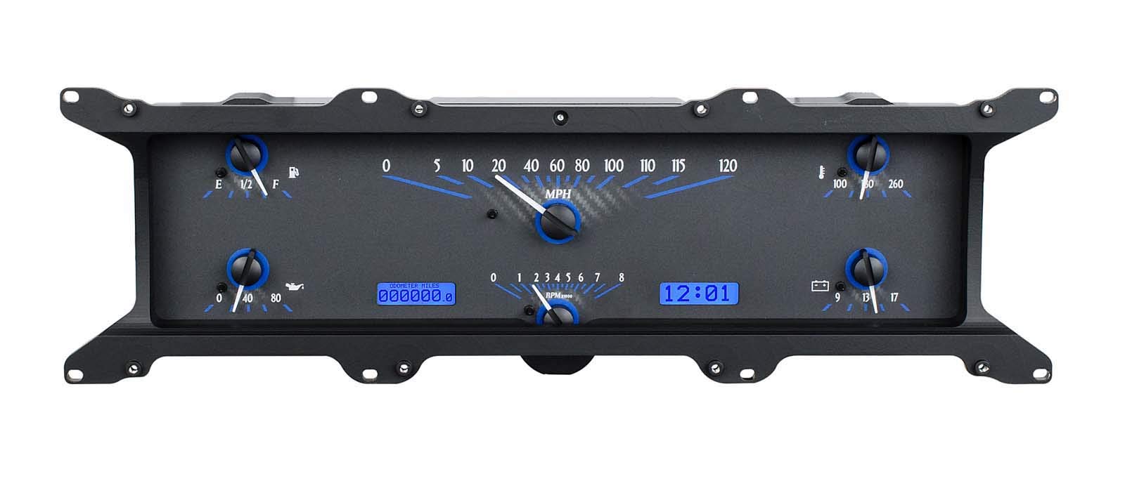VHX-67F-PU-C-B Dakota Digital Compatible with 1967-72 Ford Pickup Truck VHX Analog Gauge System with Carbon Fiber Style and Blue Backlighting