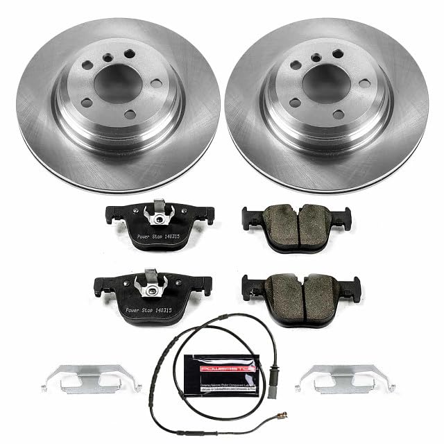 Power Stop KOE6667 Rear Replacement Brake Kit-OE Brake Rotors & Ceramic Brake Pads and 1 Sensor Wire Rear