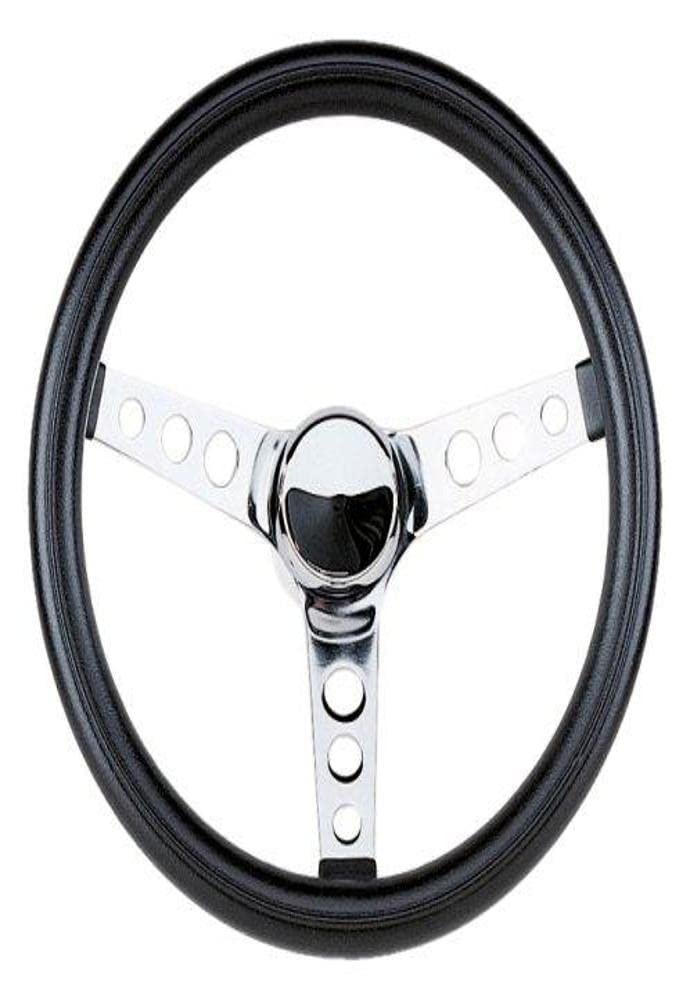 838 Grant Classic Steering Wheel Black and silver, 13 1/2" Diameter ,3 1/2" Dish
