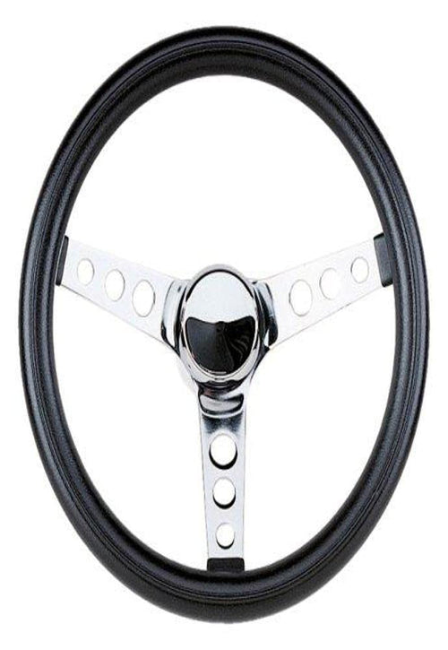838 Grant Classic Steering Wheel Black and silver, 13 1/2" Diameter ,3 1/2" Dish