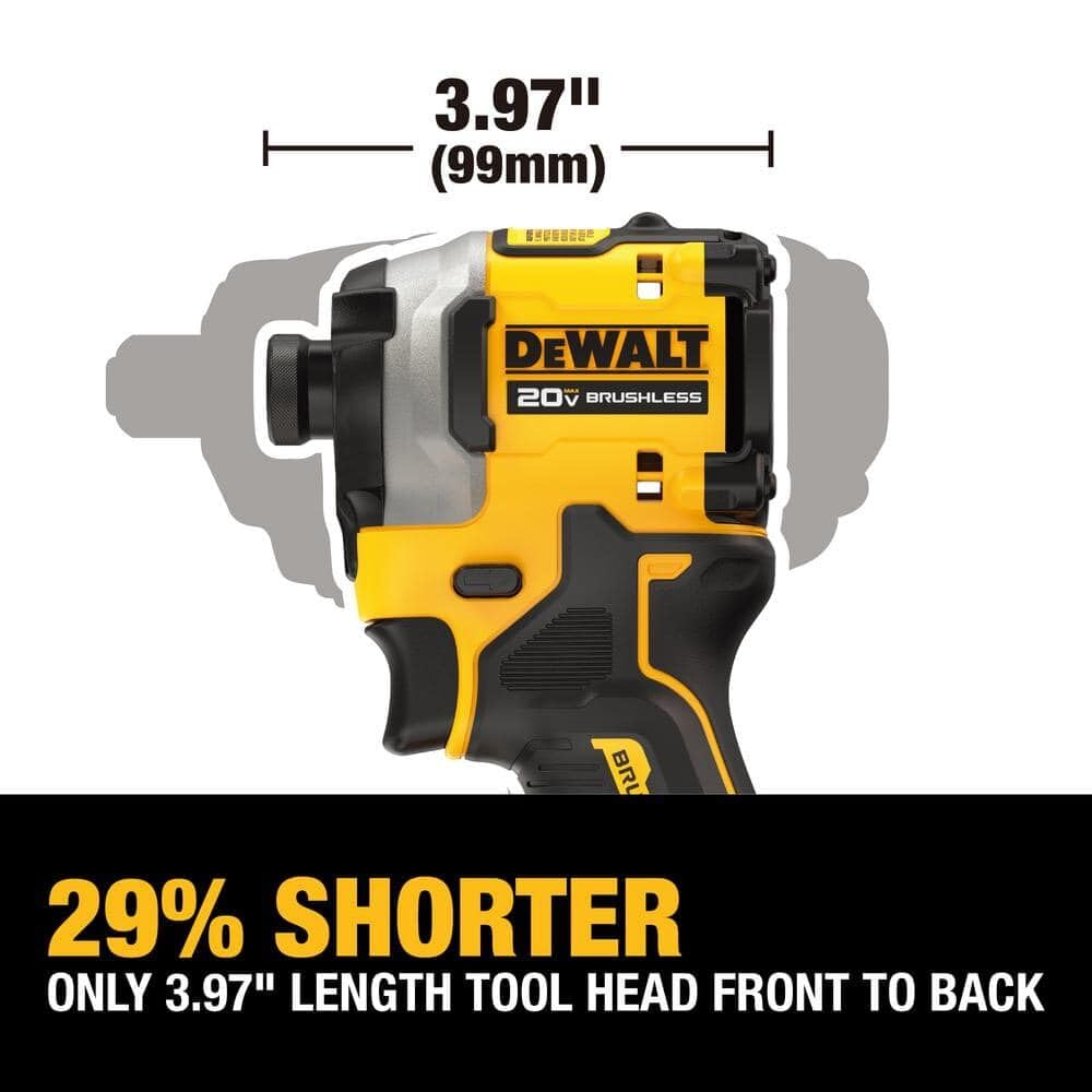 20V MAX DEWALT ATOMIC 1/4 in. Brushless Cordless Impact Driver Kit with Battery and Charger Included (DCF850P1)