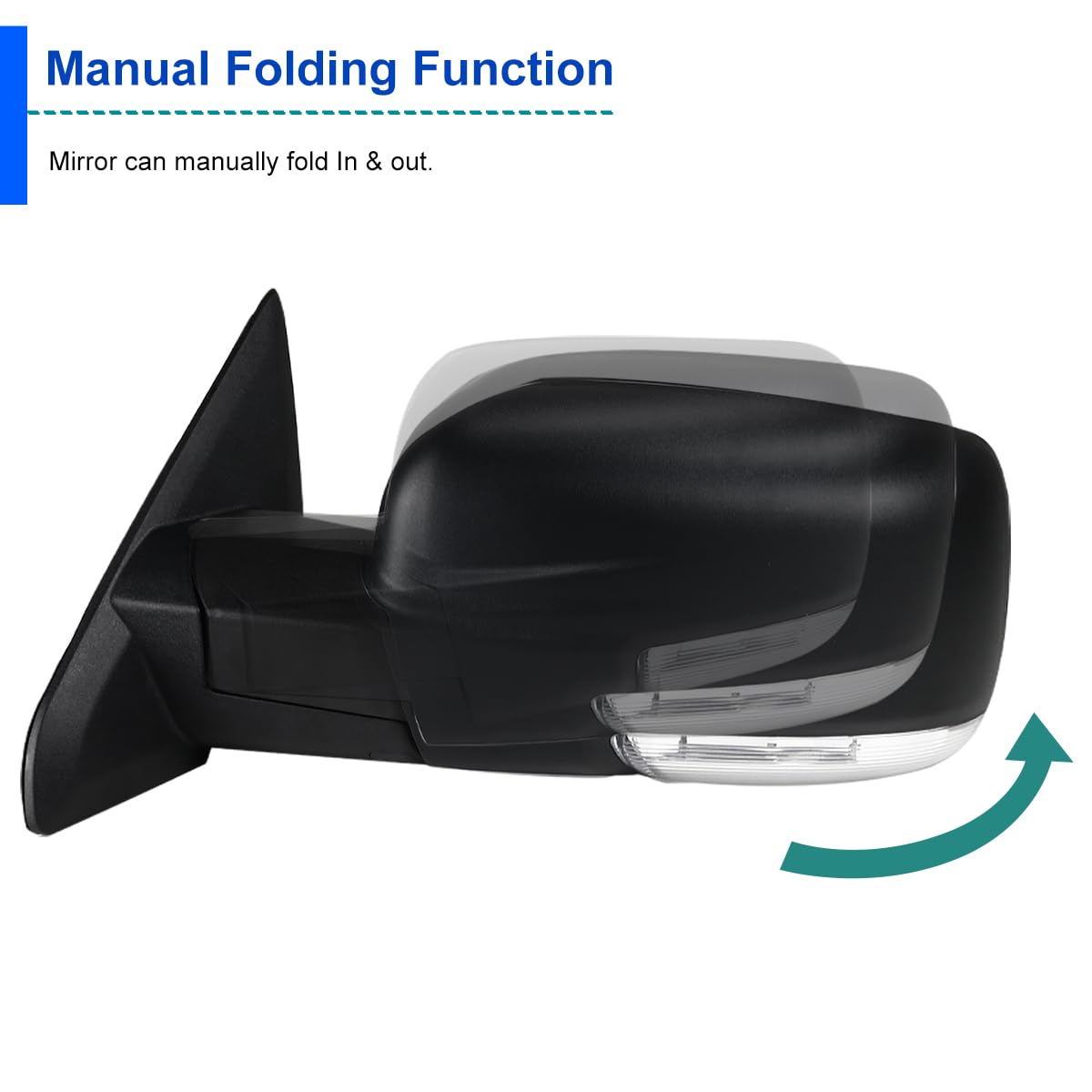Left Driver Side Spec-D Tuning Power Heated Side Mirror w/LED Signal Compatible with 2013-2019 Ram 1500
