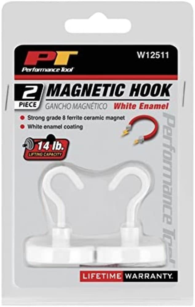 PMW12511 Wilmar 1.25 in. White Enamel Magnetic Hook, 2 Piece