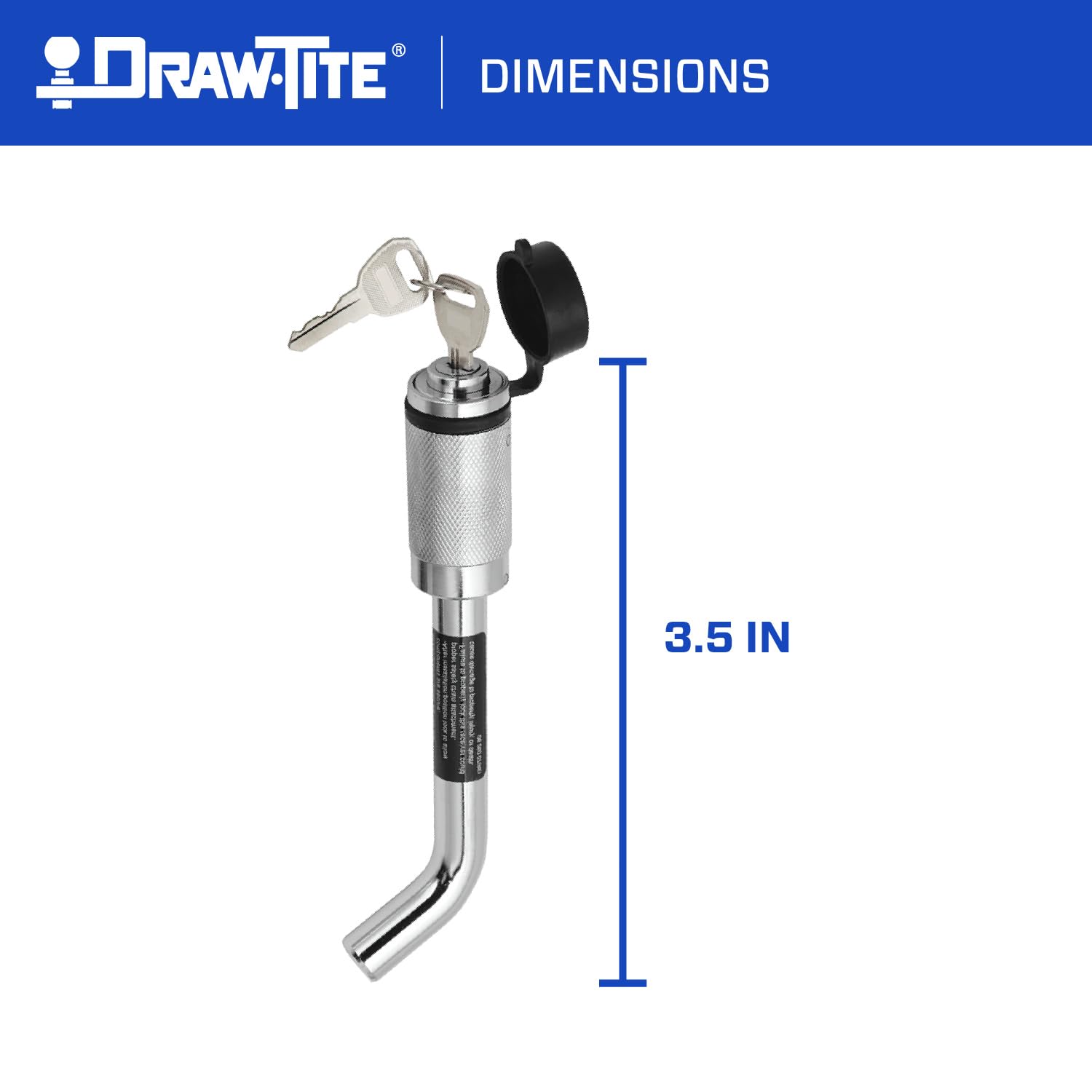 Trailer Hitch Lock Draw-Tite 63253, Fits 2-1/2 Inch Square Receiver, 5/8 Inch Pin Diameter, Bent-Pin Style