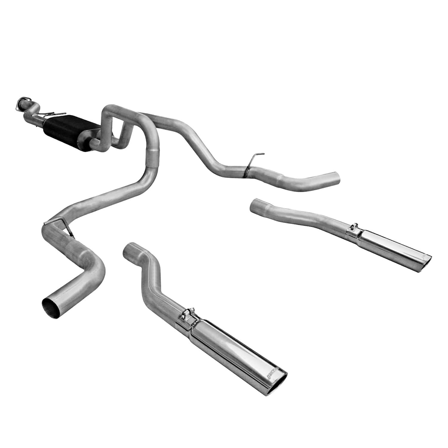 American Thunder Flowmaster 817435 Cat-Back Exhaust Kit Dual 2.5 Inch Stainless Steel 3 Inch Stainless Tips Compatible with 1999-2007 Classic Chevy Silverado GMC Sierra 1500 4.8 5.3L Std Cab Short Bed