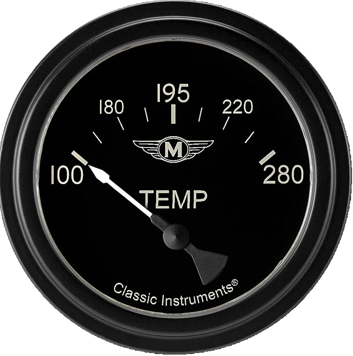 Moal Bomber Classic Instruments 2 5/8 in Water Temperature Gauge MA226BLF-02 1/8