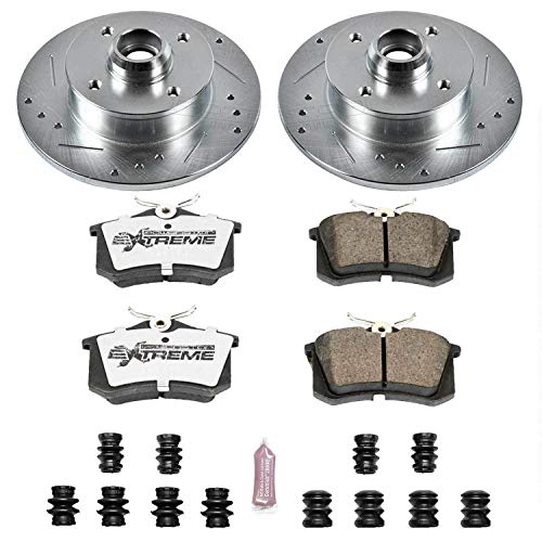 Power Stop K370-26 Brake Pads Rear Z26 Carbon Fiber with Drilled & Slotted Brake Rotors Kit For Volkswagen Corrado 1990-1992, Volkswagen Passat 1995-1997 [Model Specific]