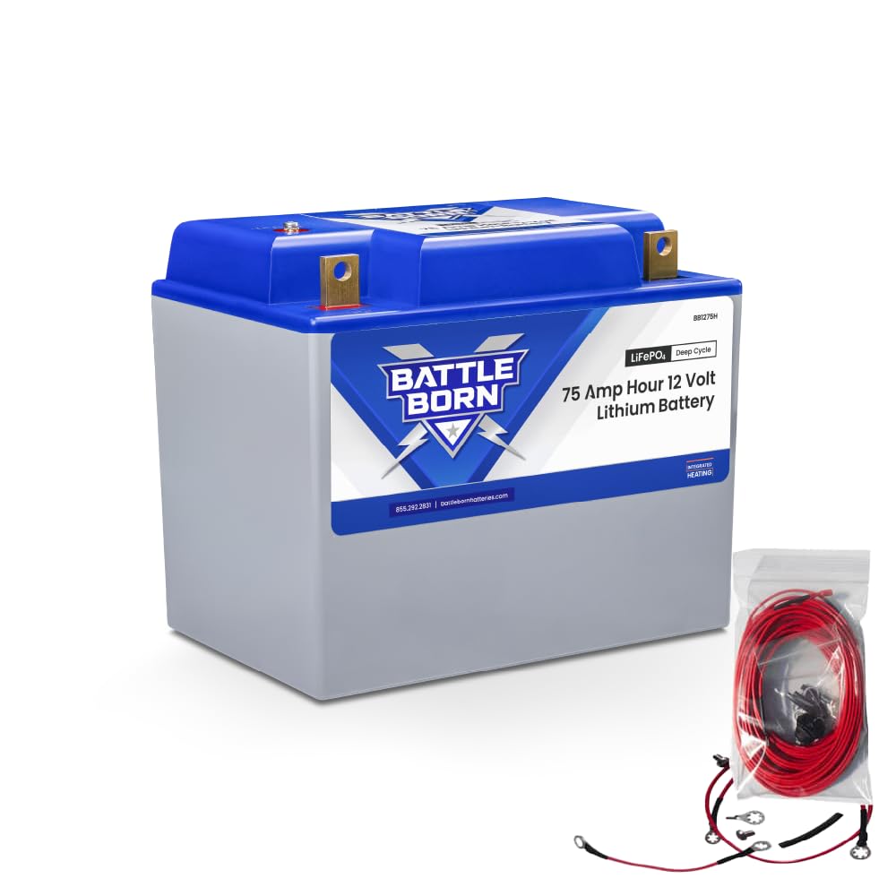 12V 75Ah Heated Lithium-Ion (LiFePO4) RV, Marine, Solar, & Off Grid Battery - Integrated Heating Technology - Internal BMS, High & Low Temperature Protection - Battle Born Batteries
