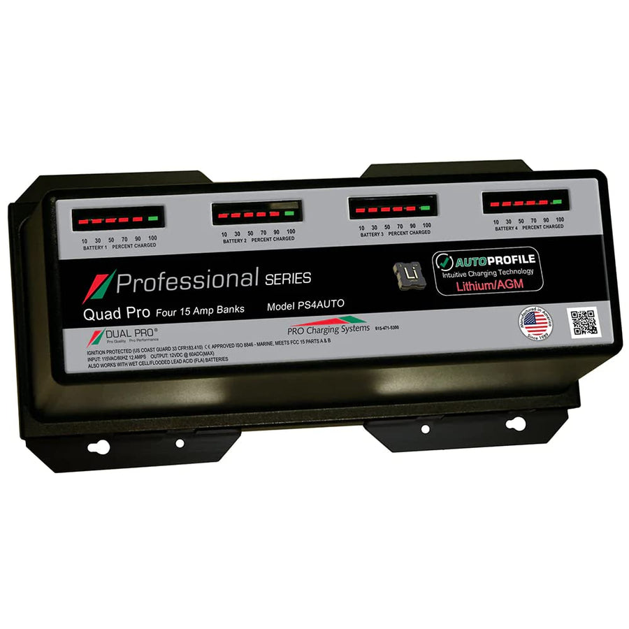 4-Bank Lithium/AGM Battery Charger Dual Pro PS4 Auto 15A
