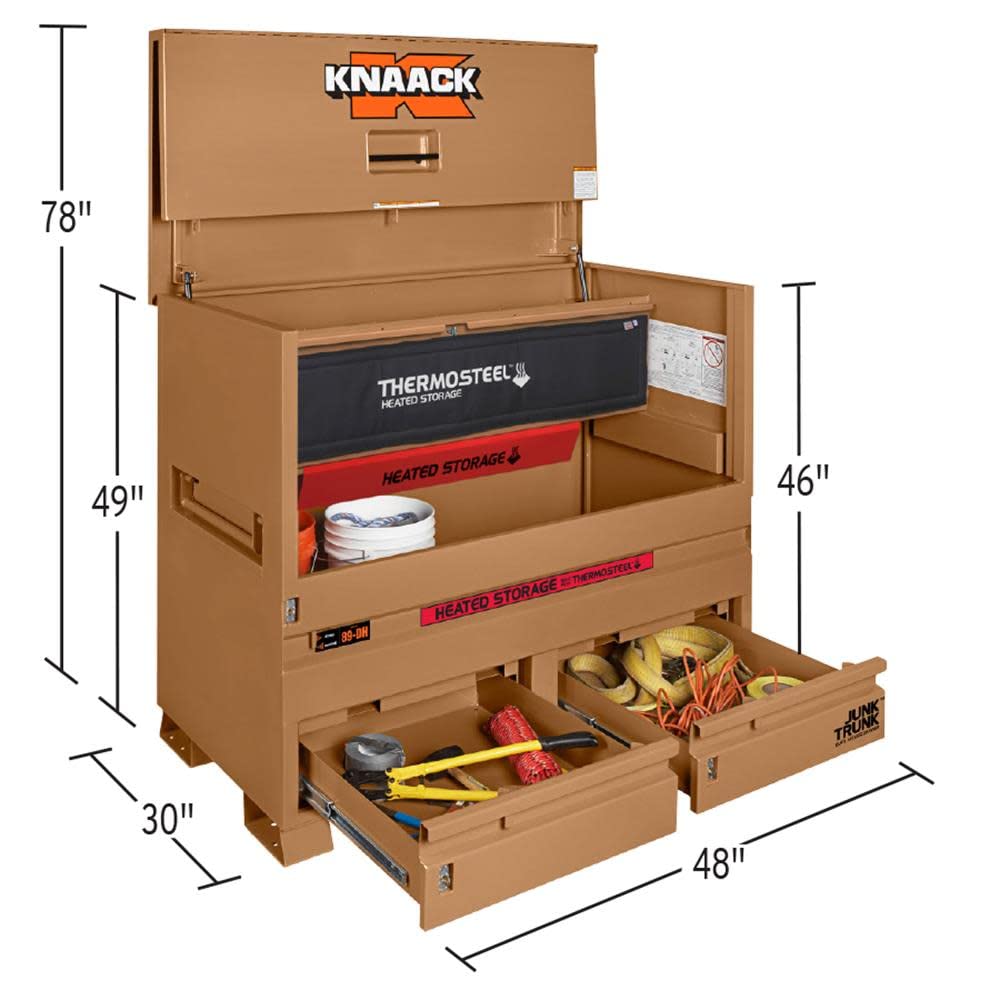 89-DH KNAACK Piano-Style Jobsite Box,49 in,Tan