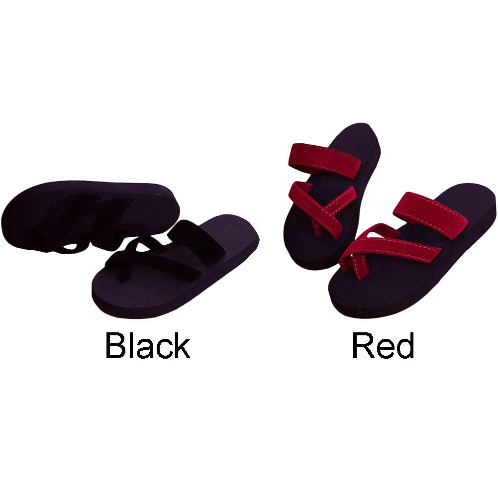 Women New Solid Shoes Sandal Flip Flops Wedge Sandals Platform Beach Slippers asual Shoes Zapatillas hinelo(38Red)
