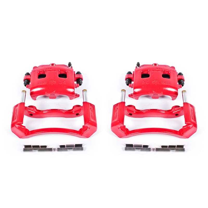 Power Stop S4832 Front Pair of High-Temp Red Powder Coated Calipers For Dodge Ram 1500 2002-2005 [Model Specific]