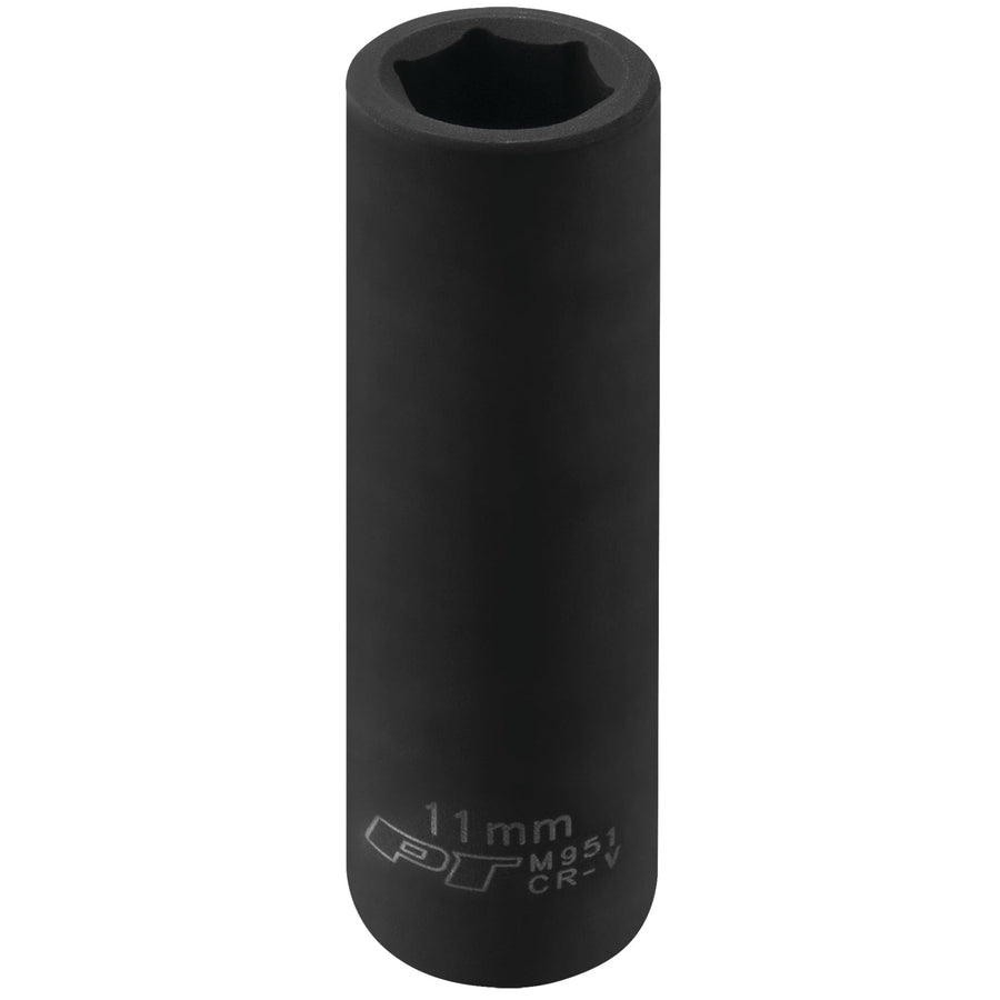 3/8-Inch Performance Tool M951 11mm Deep Wall Impact Socket for Heavy-Duty Fastening Jobs with Superior Torque Transfer and Longevity