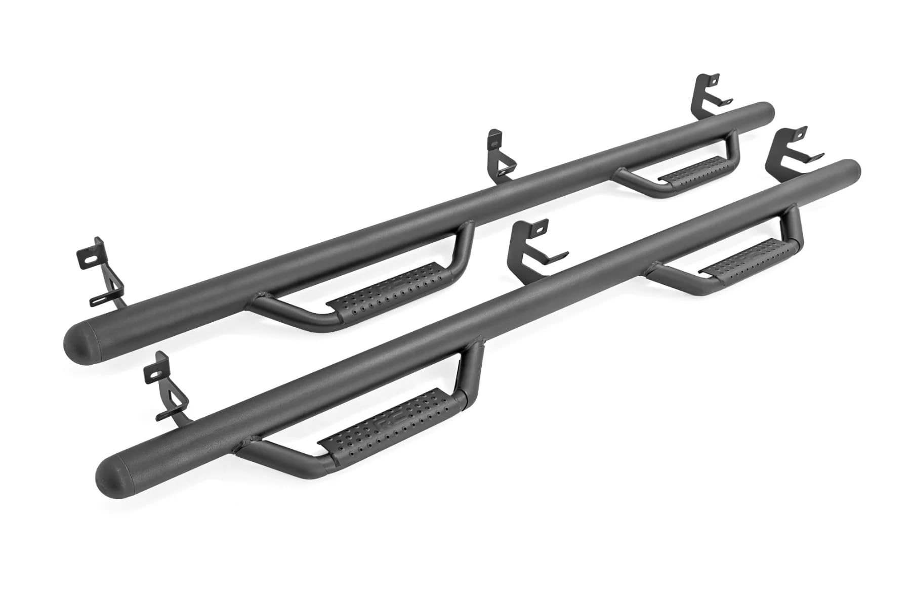 Rough Country Nerf Step Bars for Ram Dodge 1500/2500/3500 (2019-2025) SRW Crew Cab - Rugged Full Length Nerf Bars with Side Steps, Bolt-On Install