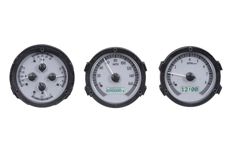 Dakota Digital VHX-68O-CUT-S-W Analog Gauge System Compatible with 1968 Oldsmobile Cutlass, F-85 and 444 Silver Alloy White Backlighting
