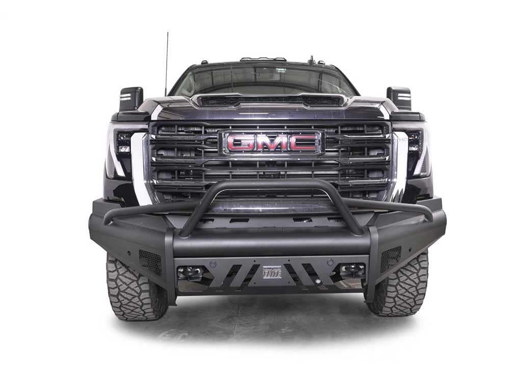 Fab Fours Elite Black Steel Front Bumper for GMC 2500/3500
